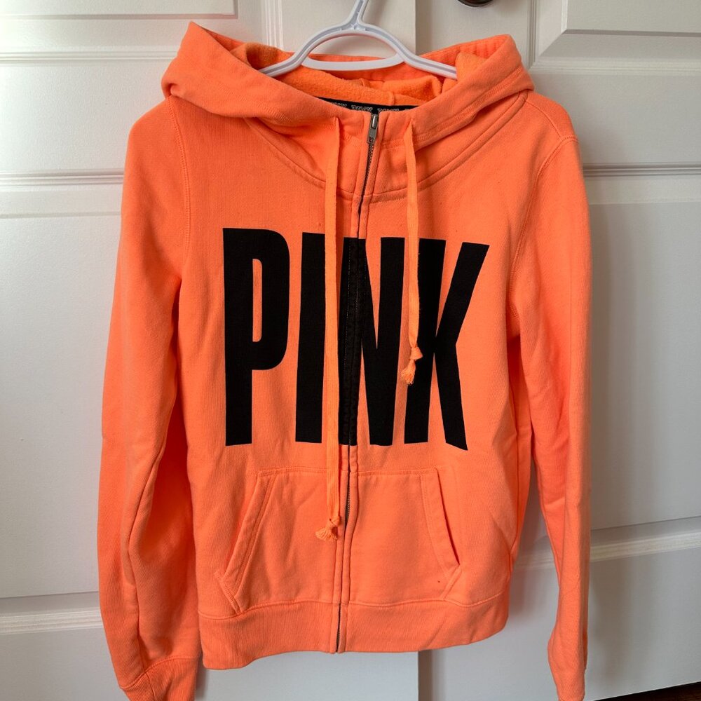 PINK Victoria's Secret Orange Zip Up Hoodie